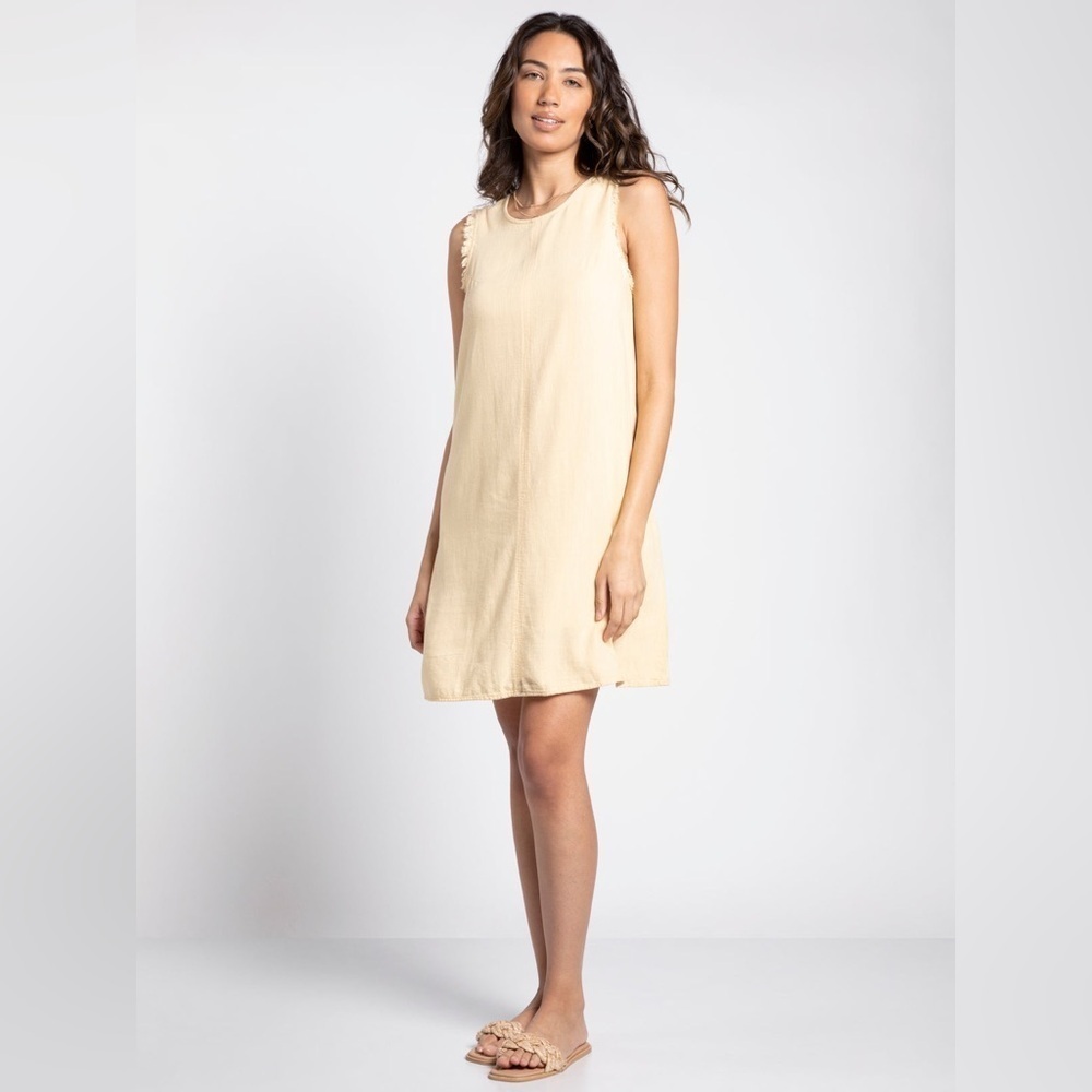 Thread & Supply Yellow Summer Solstice Raw Hem Sleeveless Dress Size Medium Midi